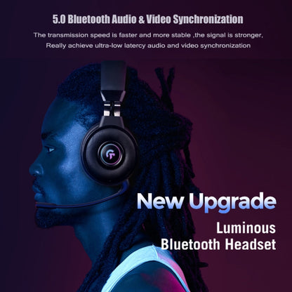 Kingkong Bluetooth Wireless RGB Luminous Gaming Headset with Mic Support TF/FM Radio