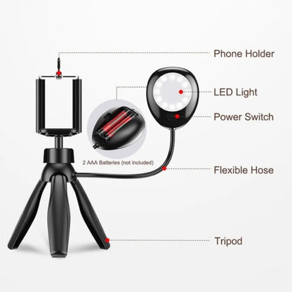 XWJ-S1 Desktop Cell Phone Holder Tripod with LED Lights, XWJ-S1