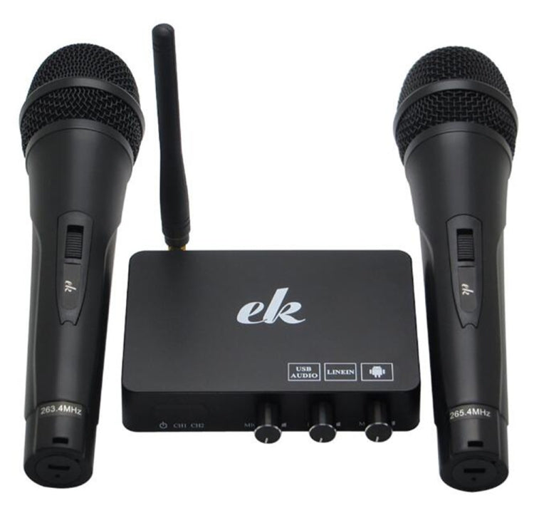 Home TV Network Karaoke Singing Equipment Set Sound Card Wireless Microphone Computer Karaoke KTV Set-top Box, black