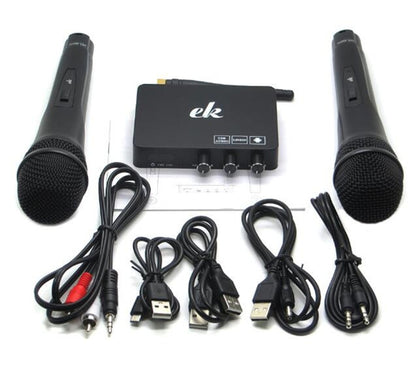 Home TV Network Karaoke Singing Equipment Set Sound Card Wireless Microphone Computer Karaoke KTV Set-top Box, black