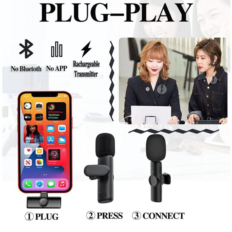 Bluetooth  Mini Microphone Wireless Lavalier Noise Reduction Microphone for iPhone / iPad, with 8 Pin Receiver, Single Microphone, Dual Microphones