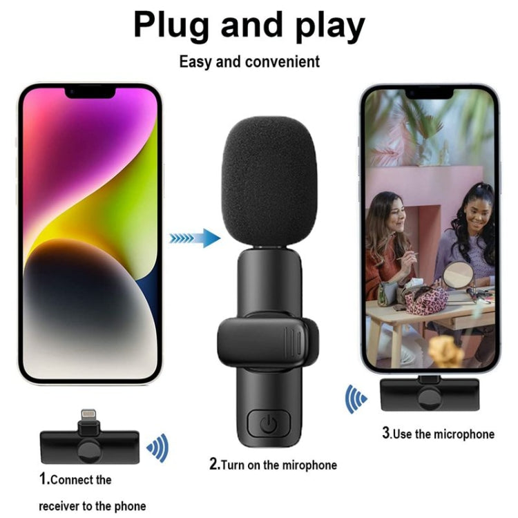 Bluetooth  Mini Microphone Wireless Lavalier Noise Reduction Microphone for iPhone / iPad, with 8 Pin Receiver, Single Microphone, Dual Microphones