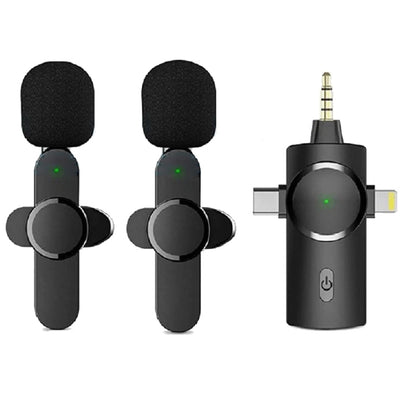 3 in 1 Lavalier Noise Reduction Wireless Microphone for iPhone / iPad / Android / Camera, One by One, One by Two