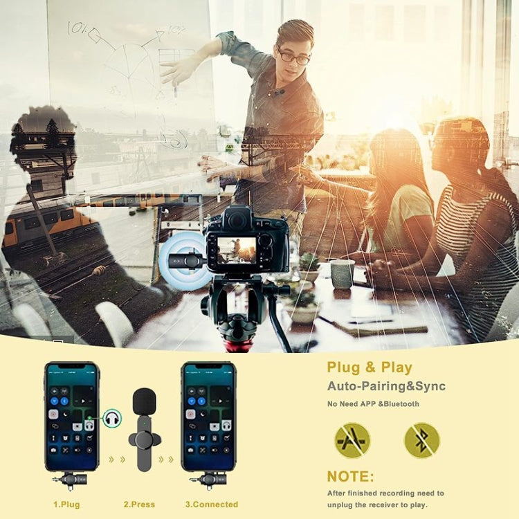 3 in 1 Lavalier Noise Reduction Wireless Microphone for iPhone / iPad / Android / Camera, One by One, One by Two