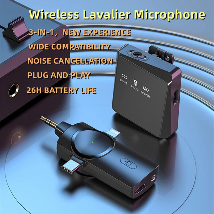 3 in 1 Mini Wireless Lavalier Microphone for iPhone / iPad / Android / PC Camera, One by One, One by Two