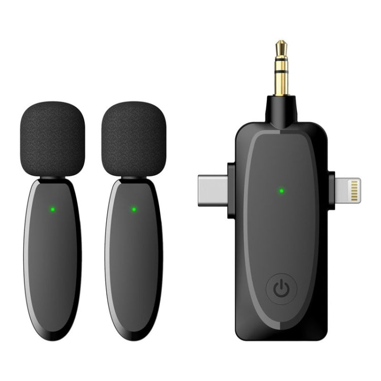 3 in 1 Mini Wireless Lavalier Microphones for iPhone / Android / Camera with Noise Reduction Function, One by Two