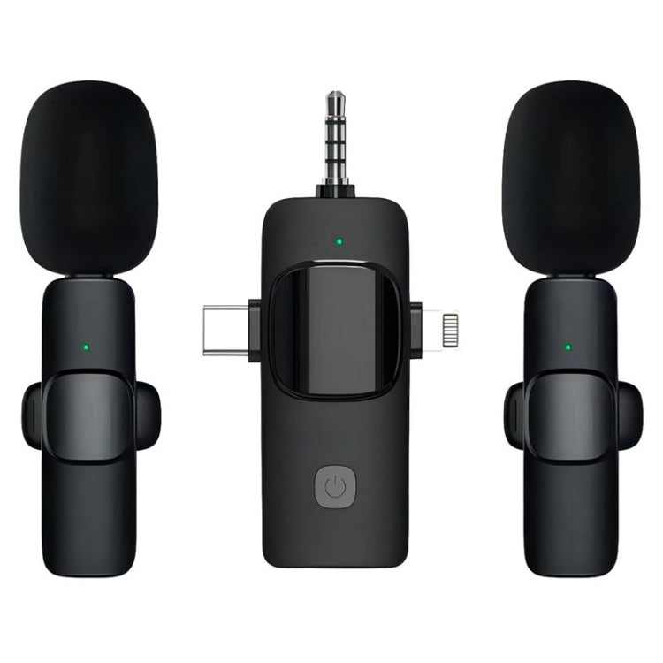 Wireless Lavalier Microphones for iPhone / Android, 2 in 1, 3 in 1