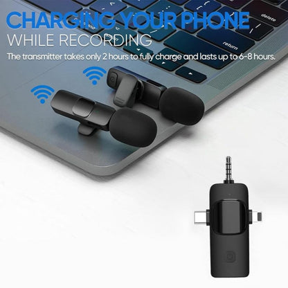 Wireless Lavalier Microphones for iPhone / Android, 2 in 1, 3 in 1