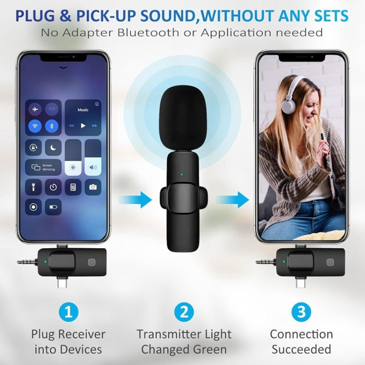 Wireless Lavalier Microphones for iPhone / Android, 2 in 1, 3 in 1