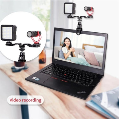 C038 For Live Broadcast Conference 1/4 Screw Aluminum Alloy Laptop Monitor Clip Fill Light Holder