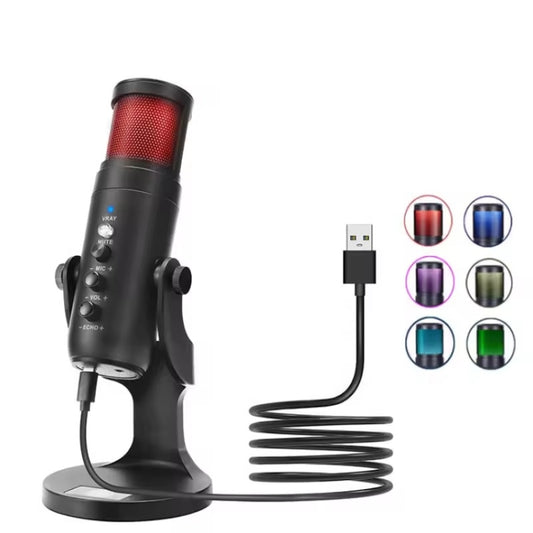 JMARY MC-PW9 USB Cable Microphone Voice Recording Tool RGB Light, MC-PW9