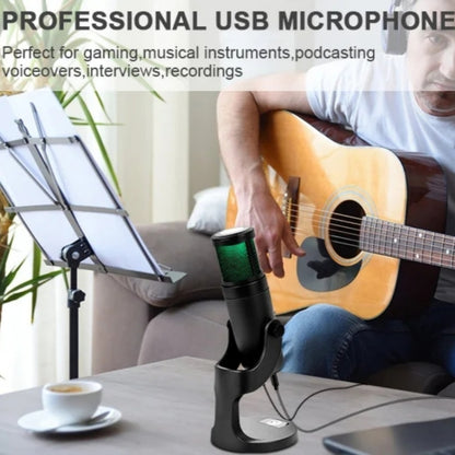 JMARY MC-PW9 USB Cable Microphone Voice Recording Tool RGB Light, MC-PW9