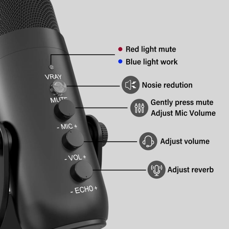 JMARY MC-PW8 USB Desktop Condenser Microphone, MC-PW8