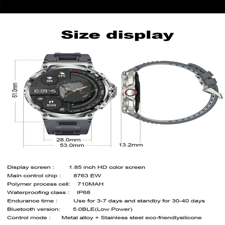 V69 1.85 inch Color Screen Smart Watch, Support Bluetooth Call / Heart Rate / Blood Pressure / Blood Oxygen Monitoring