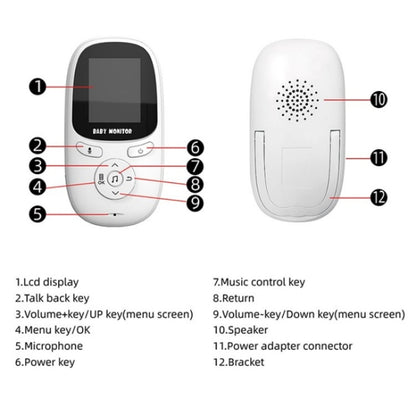 R306 Room Temperature Monitor Intercom Camera 2.0-inch Night Vision Wireless Baby Monitor, R306