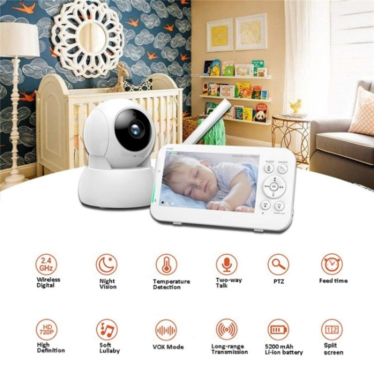 Infrared Night Vision Two-way Intercom Baby Monitor 5-inch Wireless Digital Monitor, 960