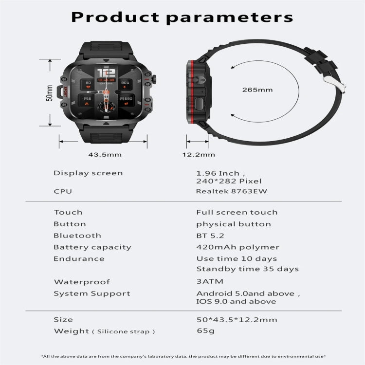 QX11 1.96 inch Color Screen Smart Watch Silicone Strap Support Bluetooth Call