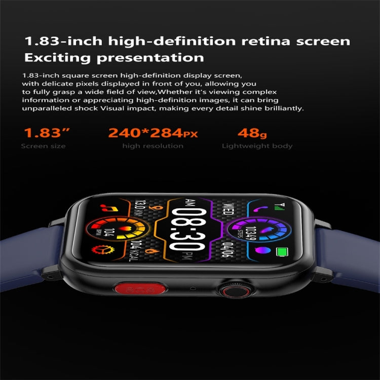 G18 1.83 inch Color Screen Smart Watch Silicone Strap, Support  Noninvasive Blood Sugar / Uric Acid