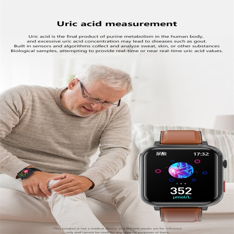 G18 1.83 inch Color Screen Smart Watch Leather Strap, Support  Noninvasive Blood Sugar / Uric Acid