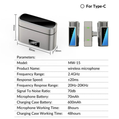 JMARY MW-15 USB-C / Type-C Port 2.4G Lavalier Wireless Microphone, Type-C Port