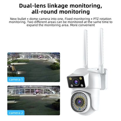 Dual-lens Cameras WiFi Home Outdoor Remote Night Vision Camera with Mobile Phone HD Outdoor Waterproof Monitor, US Plug, UK Plug, EU Plug, AU Plug