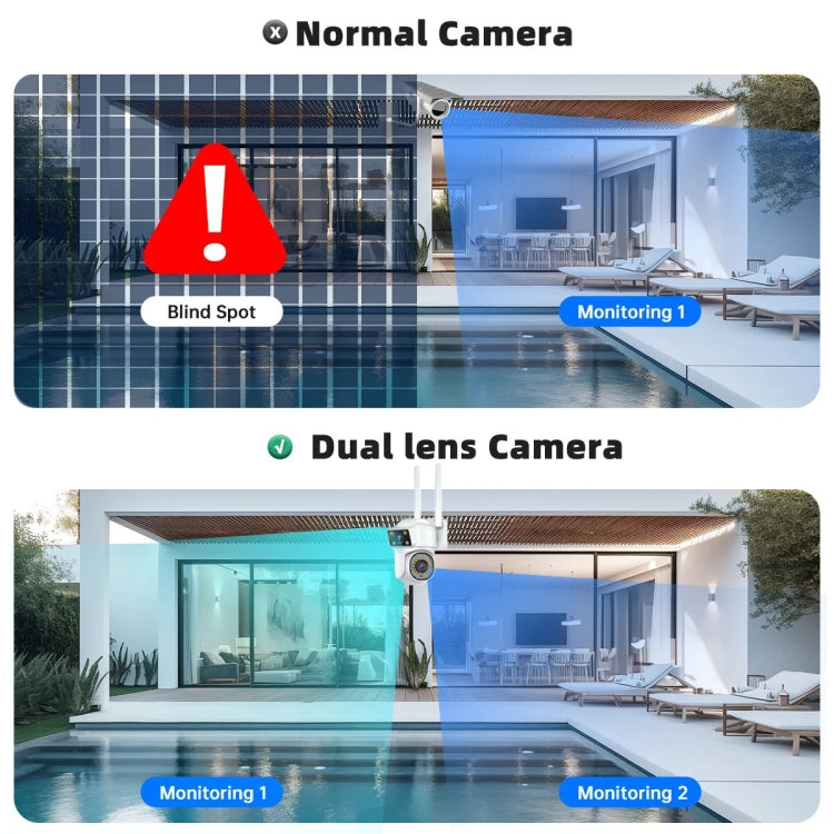 Dual-lens Cameras WiFi Home Outdoor Remote Night Vision Camera with Mobile Phone HD Outdoor Waterproof Monitor, US Plug, UK Plug, EU Plug, AU Plug