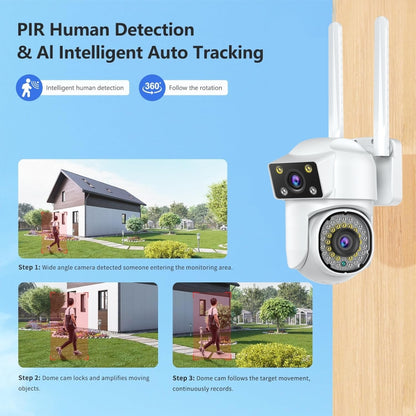 Dual-lens Cameras WiFi Home Outdoor Remote Night Vision Camera with Mobile Phone HD Outdoor Waterproof Monitor, US Plug, UK Plug, EU Plug, AU Plug