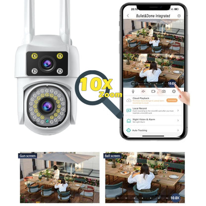 Dual-lens Cameras WiFi Home Outdoor Remote Night Vision Camera with Mobile Phone HD Outdoor Waterproof Monitor, US Plug, UK Plug, EU Plug, AU Plug