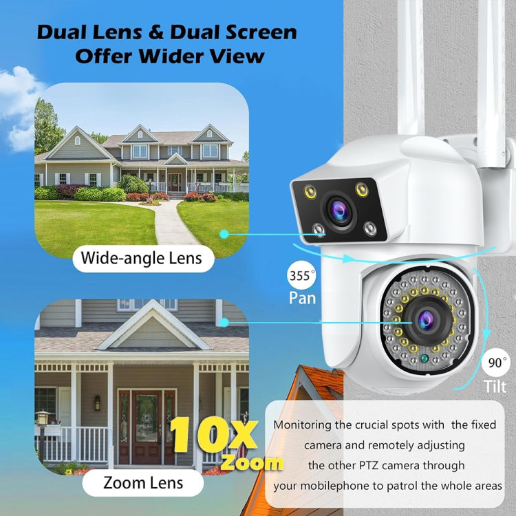 Dual-lens Cameras WiFi Home Outdoor Remote Night Vision Camera with Mobile Phone HD Outdoor Waterproof Monitor, US Plug, UK Plug, EU Plug, AU Plug