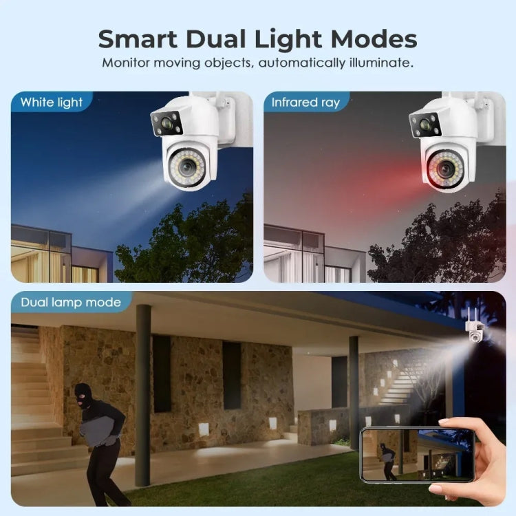 Dual-lens Cameras WiFi Home Outdoor Remote Night Vision Camera with Mobile Phone HD Outdoor Waterproof Monitor, US Plug, UK Plug, EU Plug, AU Plug