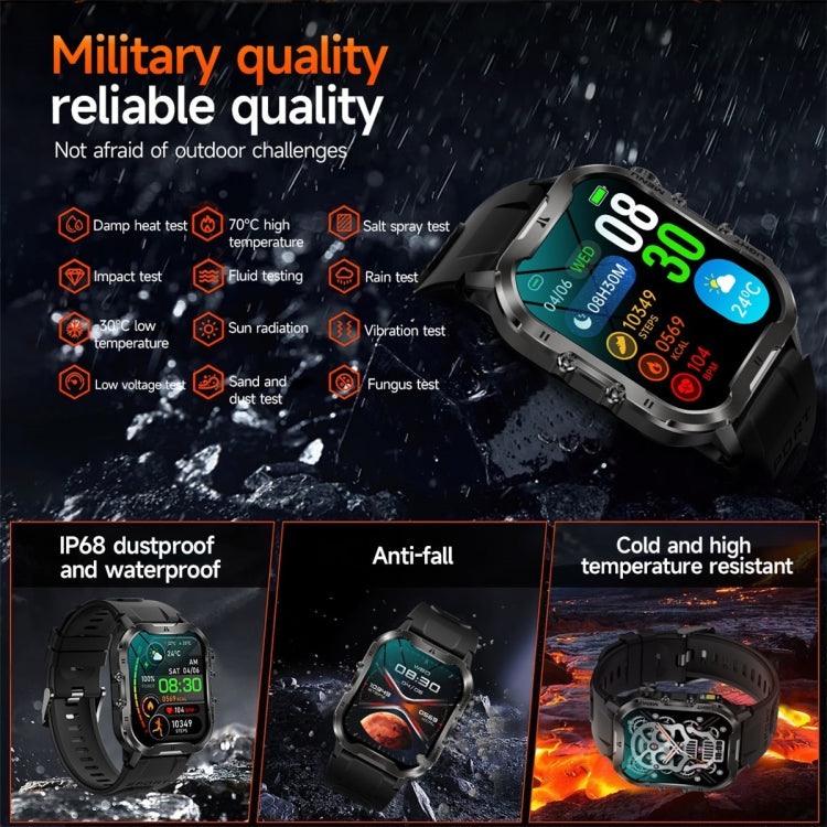 T26 1.96 inch Color Screen Smart Watch, Support Bluetooth Call / Health Monitoring