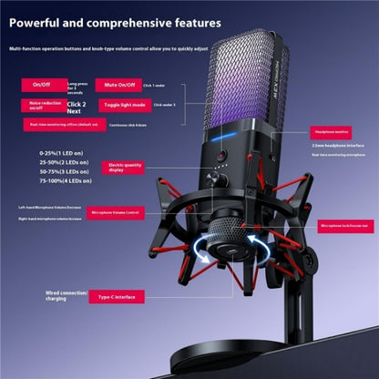 Yanmai X3W Wireless / Wired Dual Mode RGB Gaming Noise Reduction Microphone, X3W