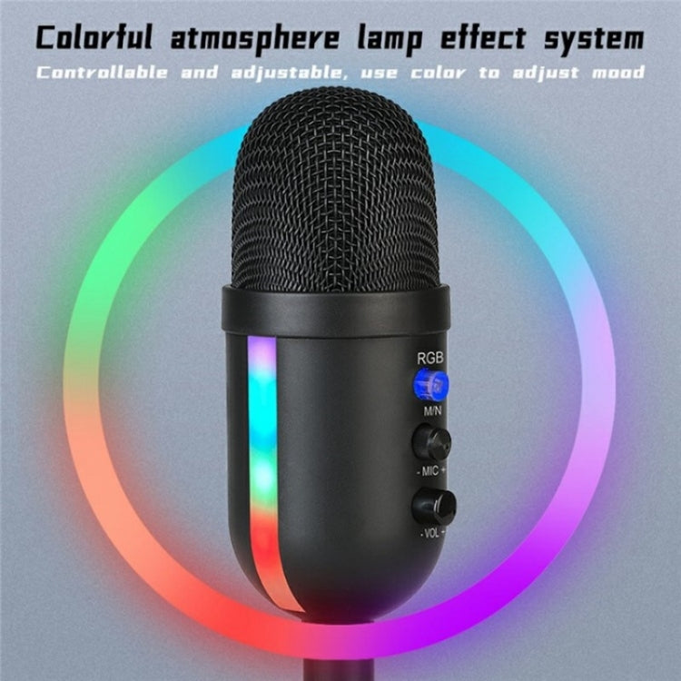 MU2000 Professional Desktop Cardioid Condenser Microphone With RGB Light, MU2000