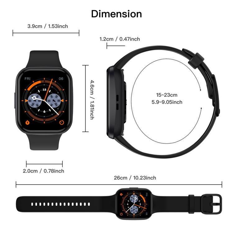 Q23 Pro 1.83 inch Color Screen IP68 Waterproof Bluetooth Call Smart Watch, Support Health Monitoring