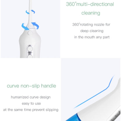 Wireless Water Floss Cleaner Portable 1400mAh USB-Rechargeable Water Flosser IPX7 Waterproof Oral Irrigator, Water Tannk Capacity: 300ML, WF201K-2