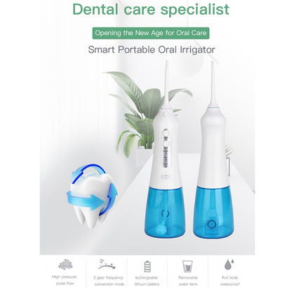 Wireless Water Floss Cleaner Portable 1400mAh USB-Rechargeable Water Flosser IPX7 Waterproof Oral Irrigator, Water Tannk Capacity: 300ML, WF201K-2