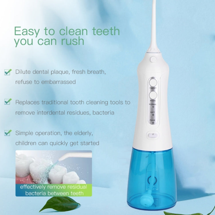 Wireless Water Floss Cleaner Portable 1400mAh USB-Rechargeable Water Flosser IPX7 Waterproof Oral Irrigator, Water Tannk Capacity: 300ML, WF201K-2