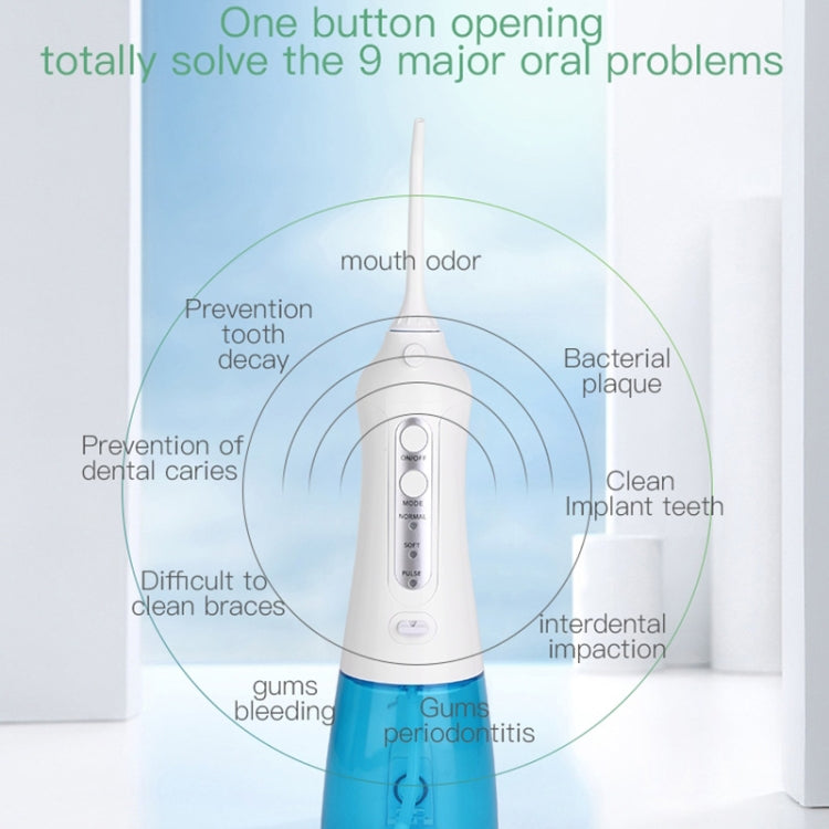 Wireless Water Floss Cleaner Portable 1400mAh USB-Rechargeable Water Flosser IPX7 Waterproof Oral Irrigator, Water Tannk Capacity: 300ML, WF201K-2