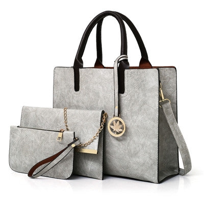 3 in 1 Leather Women Large Tote Bags Shoulder Bag Messenger Bag Purse