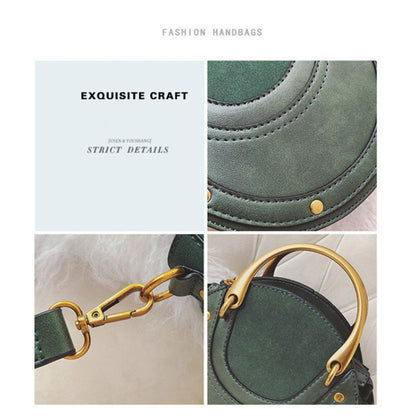 Circular Scrub PU Leather Women Bags Retro Handbag Shoulder Mini Bag