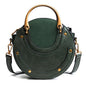 Circular Scrub PU Leather Women Bags Retro Handbag Shoulder Mini Bag