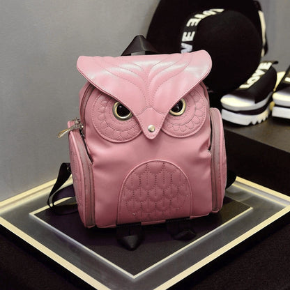Owl Pattern Shoulder Bag Female PU Personality Backpack