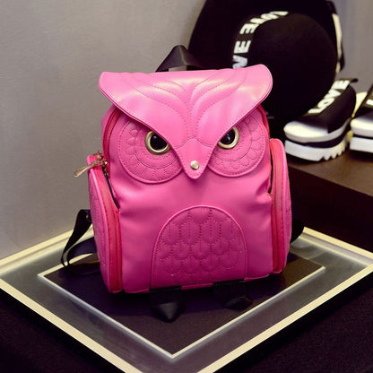 Owl Pattern Shoulder Bag Female PU Personality Backpack