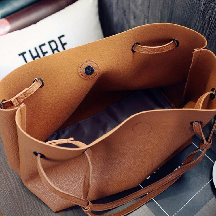 2 in 1 Soft Leather Women Bag Set Luxury Fashion Design Shoulder Bags Big Casual Bags Handbag