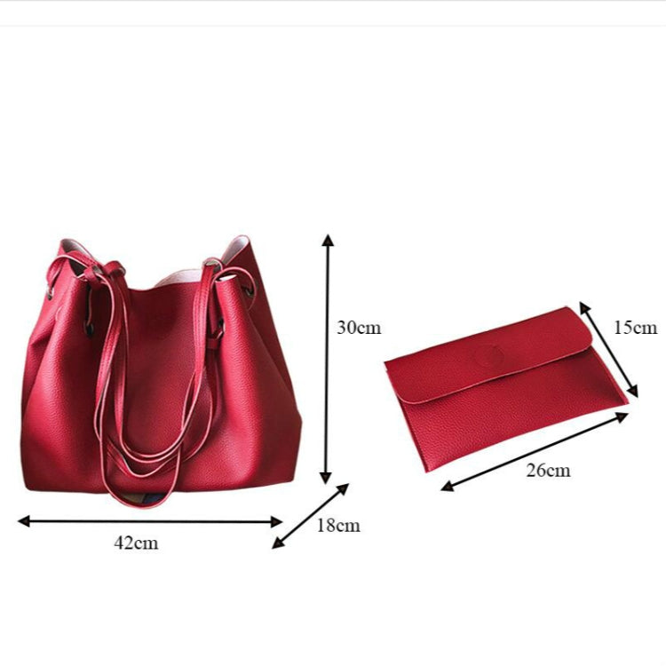 2 in 1 Soft Leather Women Bag Set Luxury Fashion Design Shoulder Bags Big Casual Bags Handbag