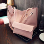 2 in 1 Soft Leather Women Bag Set Luxury Fashion Design Shoulder Bags Big Casual Bags Handbag