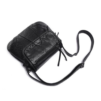 Women Messenger Bags Soft Washed PU Leather Bag Fashion Female Purses and Handbag, 25cmX3cmX22cm