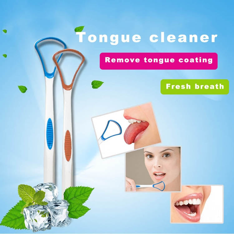 2 PCS Tongue Coating Cleaning Scraper To Remove Bad Breath Tongue Brush Random Color  Delivery