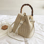 88991 Straw Handbag Shoulder Messenger Bag Bamboo Bucket Bag