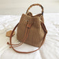 88991 Straw Handbag Shoulder Messenger Bag Bamboo Bucket Bag